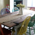 old barn door to dining room table
