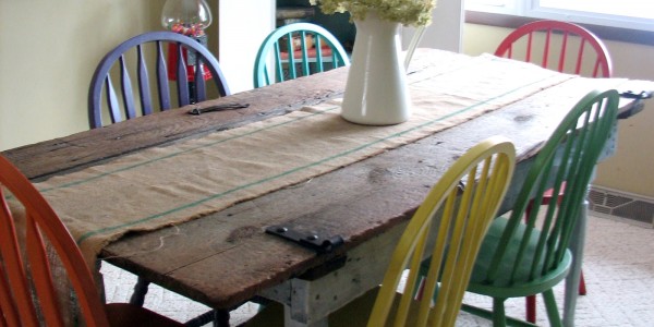 Old Barn Door Recycled into Kitchen Table