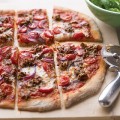 Hamburger and grape tomatoe pizza by martha