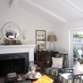 living room with beams