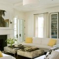 eric roth photography photographer winter white living room yellow accent throw pillows wild horses of sable island photograph drum pendant light white mantel