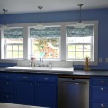periwinkle painted kitchen