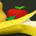 Fruit for imaginative play made by hand from merino wool