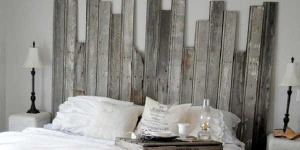 Master Bedroom With DIY Rustic Barn Wood Headboard