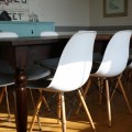 fabulous aqua and strip dining room reveal