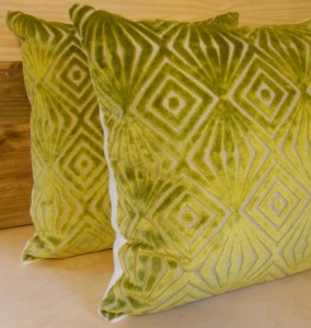 green velvet pillows