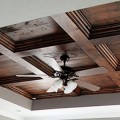 DIY stained wood coffered ceiling 1