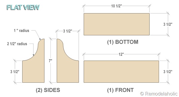 cabinet door storage bin FLAT VIEW