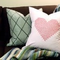 Valentine Pillow cover heart embroidery large scale pink red pillow heart