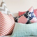 pink and navy throw pillow