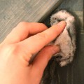 color washing the barn door, so the wood grain still shows (10)