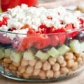 healthy summer recipes - layered greek chickpea salad