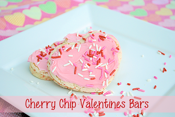 Cherry Chip Valentine's Cookie Bars