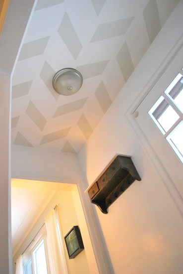 Painted Herringbone Entry Ceiling