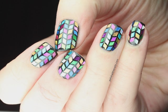 Glitter Herringbone Nails