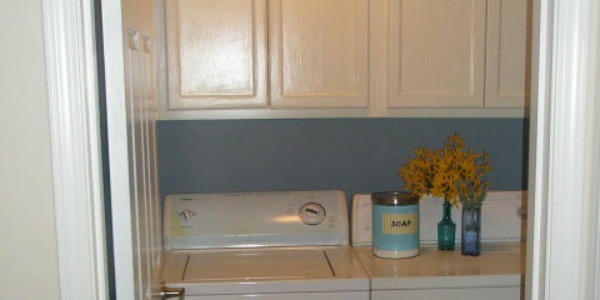 laundry room oak cabinet upgrade