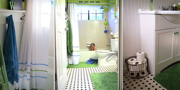 Fun kids bathroom green