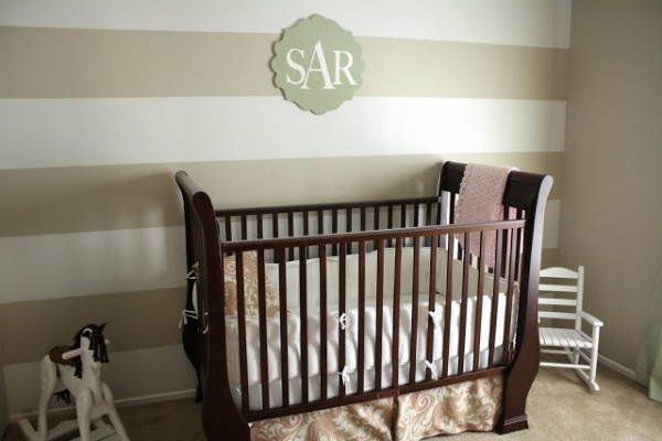 striped nursery wall