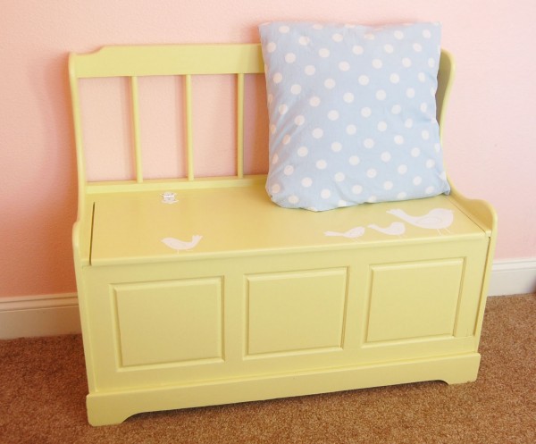 kids toy box refinished painted toy box trunk bench