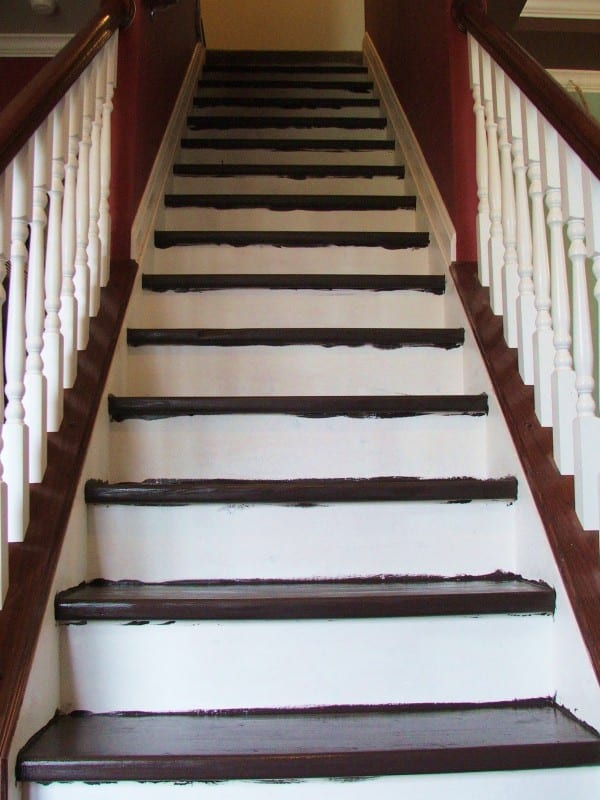27 Stairway Makoever On A Tiny Budget, A DIY Tutorial, By Cleverly Inspired, Featured On @Remodelaholic