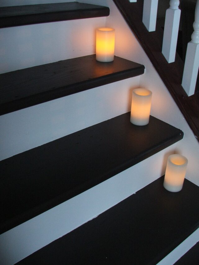 DIY Stair Makeover On A Tiny Budget, Carpeted Stairs To Wooden Treads, By Cleverly Inspired, Featured On @Remodelaholic