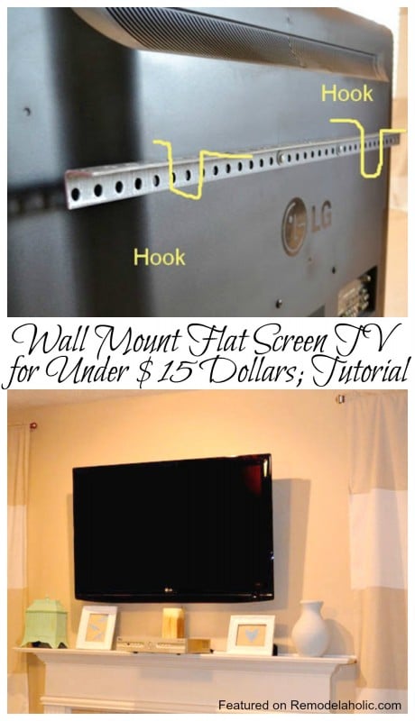 Remodelaholic Wall Mount Your Flat Screen Tv For Under 15 Dollars How To Wall Mount A Flat Screen Tv For Under 15 Dollars Tutorial Featured On