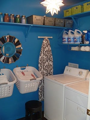 Beautiful Blue Laundry Room Makeover Laundry storage (4)