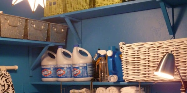 Beautiful Blue Laundry Room Makeover Laundry storage (7)