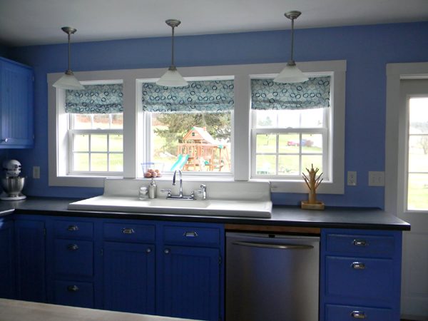 periwinkle painted kitchen