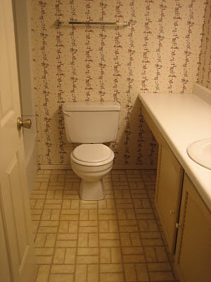 2 Bathroom remodel, before, by Elizabeth and Co featured on @Remodelaholic