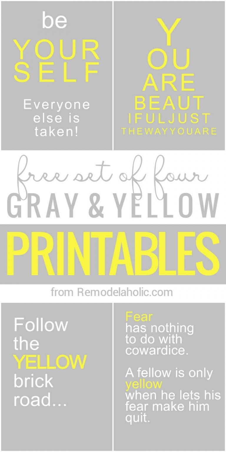 Free Yellow and Grey Printables | Remodelaholic