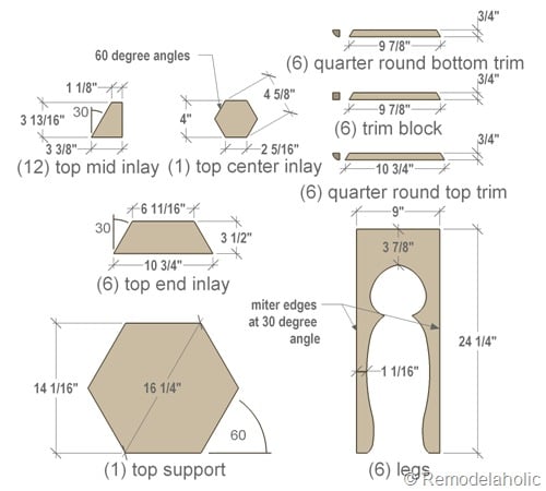 moroccan table cut list diagram