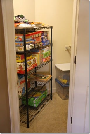 Simply Organized game shelf