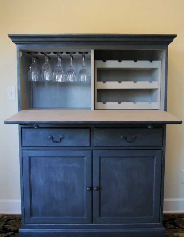 Remodelaholic DIY Antique Zinc Finish Tutorial ChiChi Studio zinc bar in office open - Remodelaholic DIY Antique Zinc Finish Tutorial