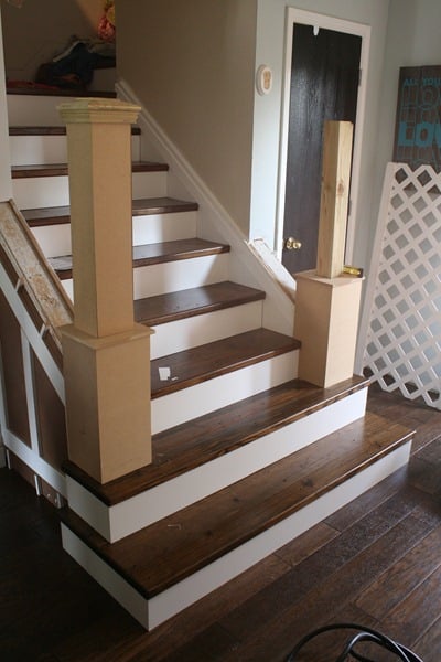 Beautiful Budget Stair Remodel From Carpet To Wood Treads 6