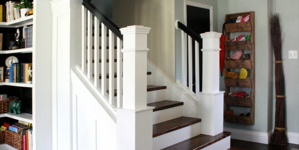 Staircase makeover removing carpet from stairs