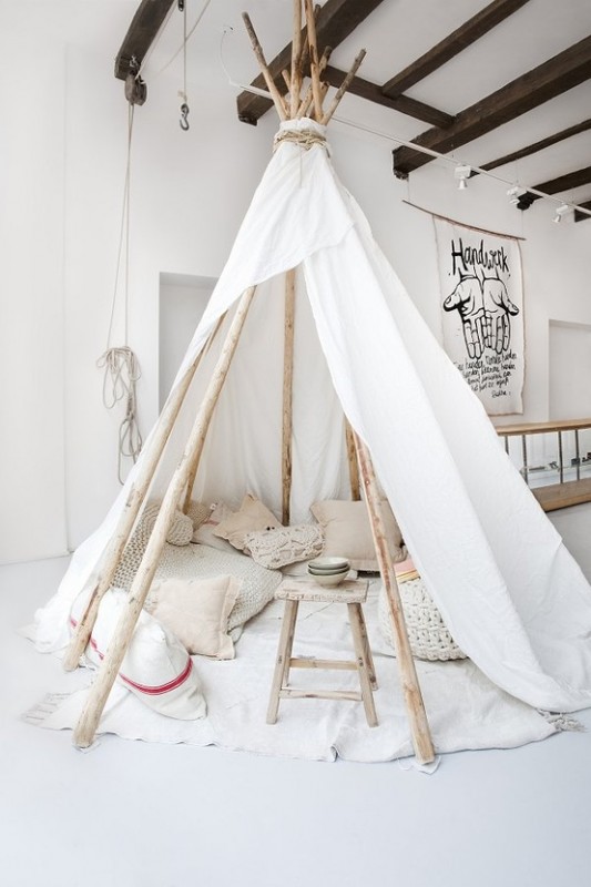Indoor Tee-pee with pillows