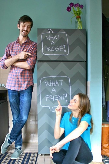 Apartment Therapy chevron chalkboard fridge
