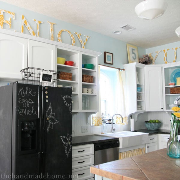 The Handmade Home chalkboard fridge