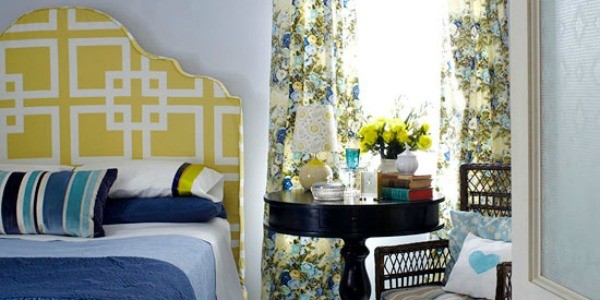 patterned master bedroom feature