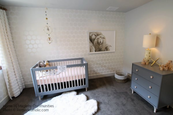 Simple Wall Painting Design Ideas For Nursery Bedroom, Tone On Tone Sheen Polka Dot Accent Wall, Remodelaholic SLPH18 H14