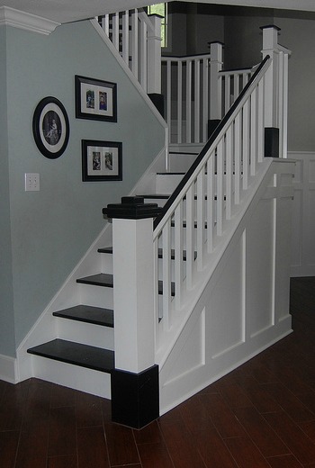 wooden stair remodel, Classic Style Home on Remodelaholic