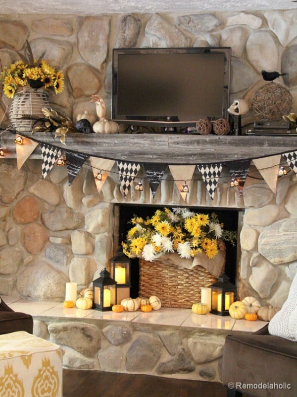 fall mantel and halloween mantel decor ideas 6