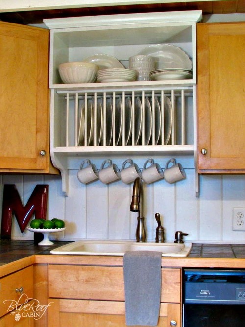 Upgrade Cabinets by Building a Custom Plate Rack Shelf | Remodelaholic