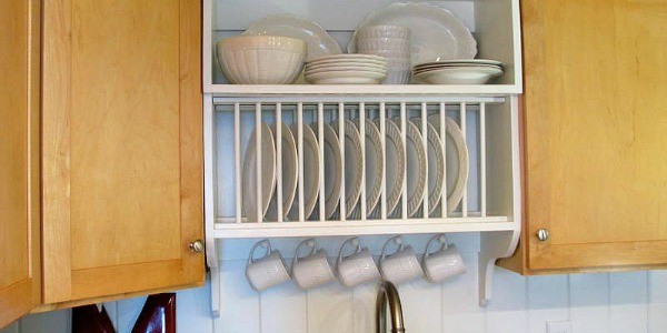 feature mix builder grade and custom cabinets with a custom plate rack shelf and cabinet
