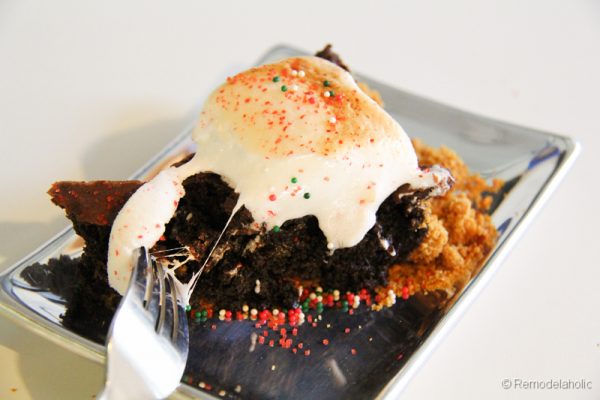 Fudge Brownie S'more Pie using Peeps
