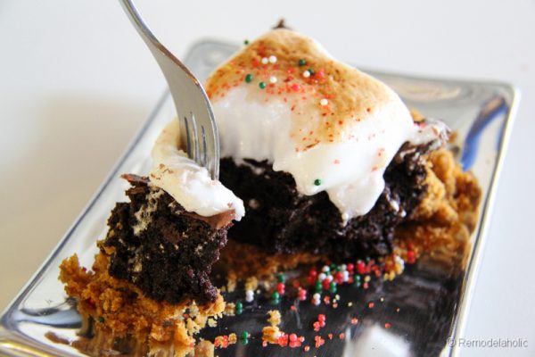 Fudge Brownie S'more Pie using Peeps