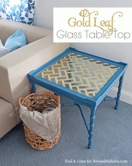DIY Gold Leaf Glass Table Top on Remodelaholic.com