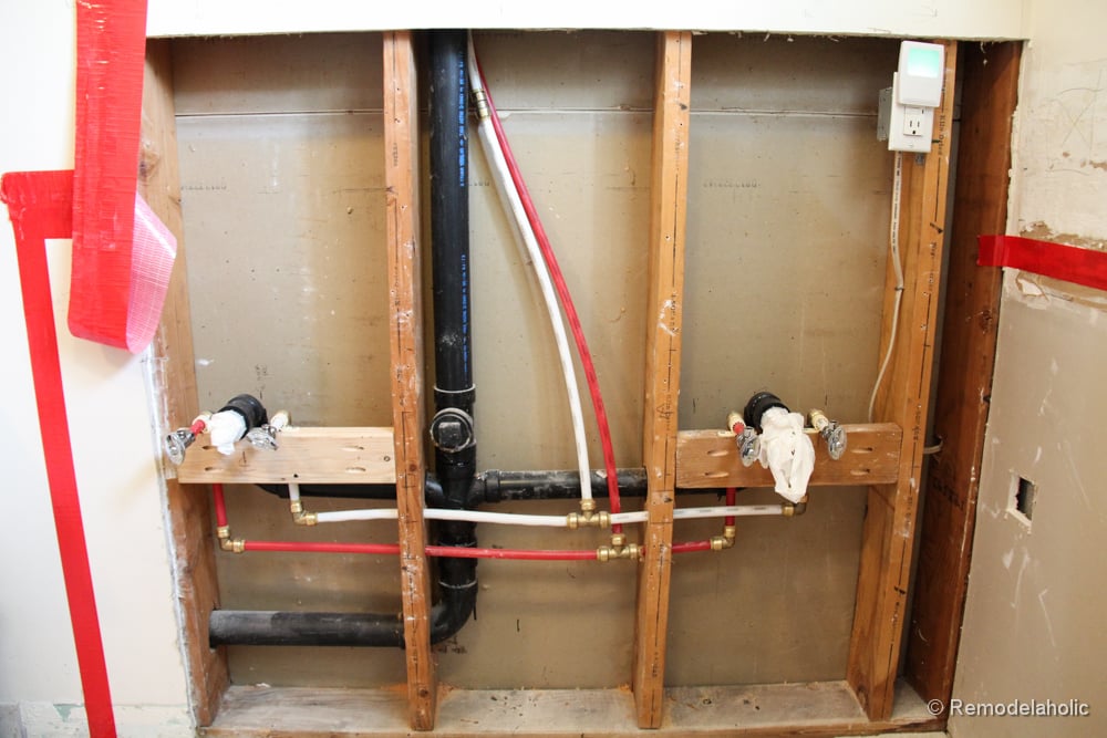 Updated Bathroom; Single Sink Vanity to Double Sink Remodelaholic