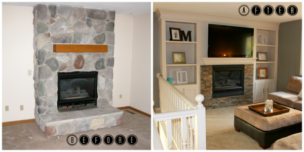 fireplace makeover before and after, construction2style on Remodelaholic